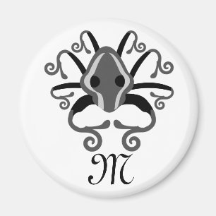 Grått Squid Monogram Magnet