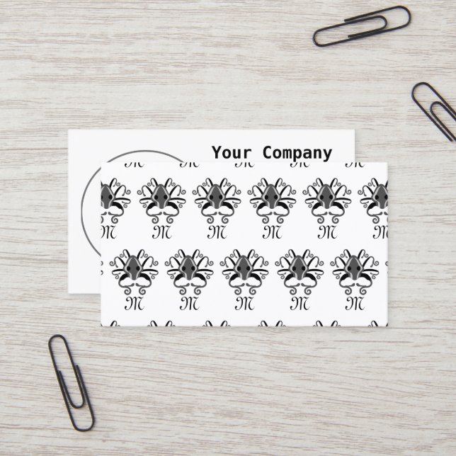 Grått Squid Monogram Visitkort (Fram/Back In Situ)