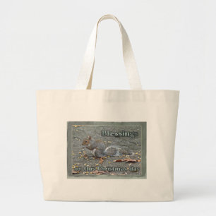 Grått Squirrel jul Blessings Series Jumbo Tygkasse