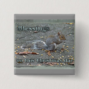 Grått Squirrel jul Blessings Series Knapp