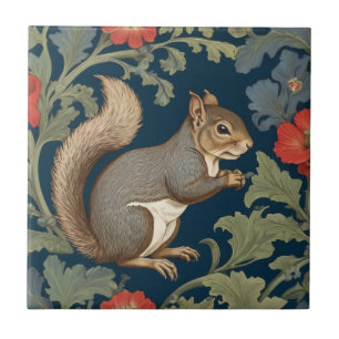 Grått Squirrel William Morris stil Höger Facing Kakelplatta