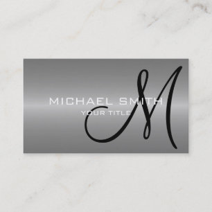 Grått Stainless Steel Metall Monogram Visitkort