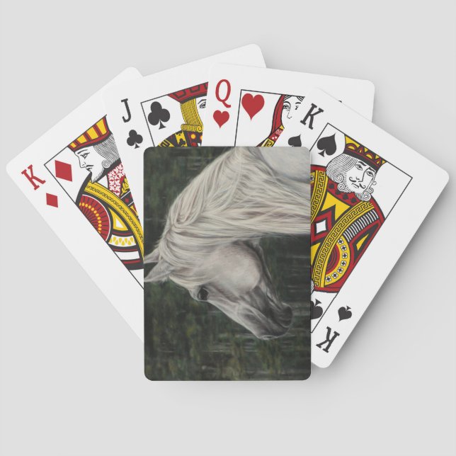 Grått-stallion som bländar i avstånd casinokort (Baksidan)