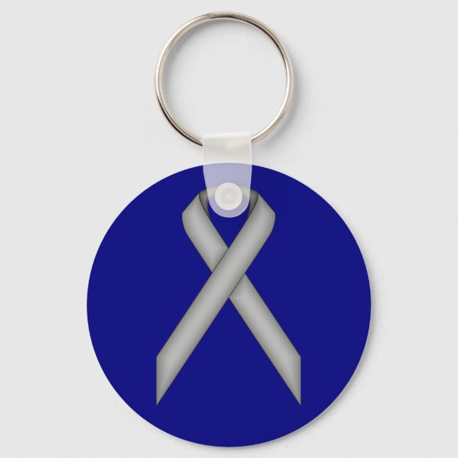 Grått Standard Ribbon av Kenneth Yoncich Nyckelring (Framsida)