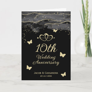Grått Stänk Guld Glitter Butterflies-årsdagen Kort