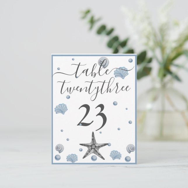 Grått Starfish Blue Snäckors Beach Wedding Tack (Stående Fram)