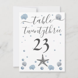Grått Starfish Blue Snäckors Beach Wedding Tack Kort