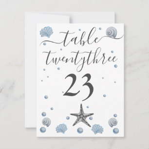 Grått Starfish Blue Snäckors Beach Wedding Tack Kort