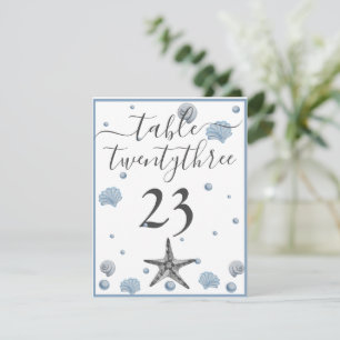 Grått Starfish Blue Snäckors Beach Wedding Tack Kort