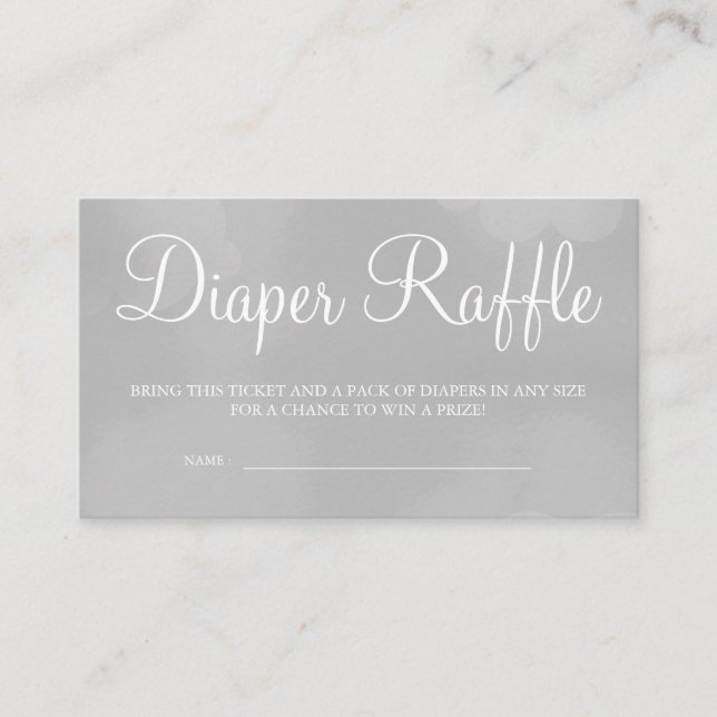 Grått Starry Himmel Diaper Raffle Card Biljett Tilläggskort (Framsida)