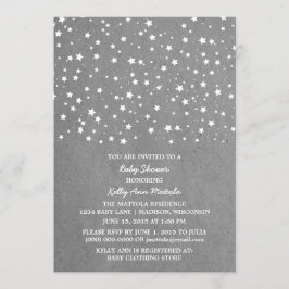 Grått Starry Night Baby Shower Inbjudan