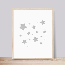 Grått Stars Nursery Poster