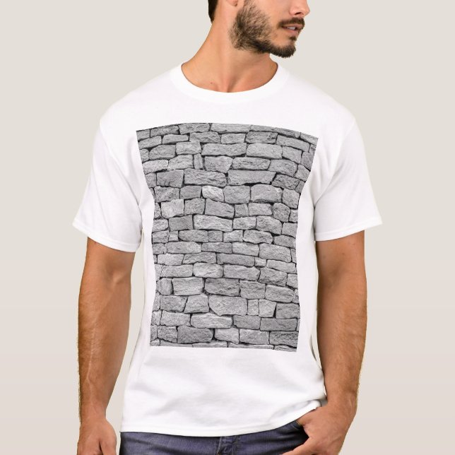Grått-stenvägg, abstraktens bakgrund. t shirt (Framsida)