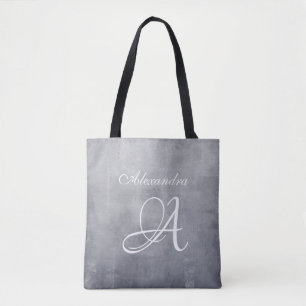 Grått stilrent rustikt monogram tygkasse
