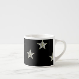Grått stjärnor mönster på svart espressomugg