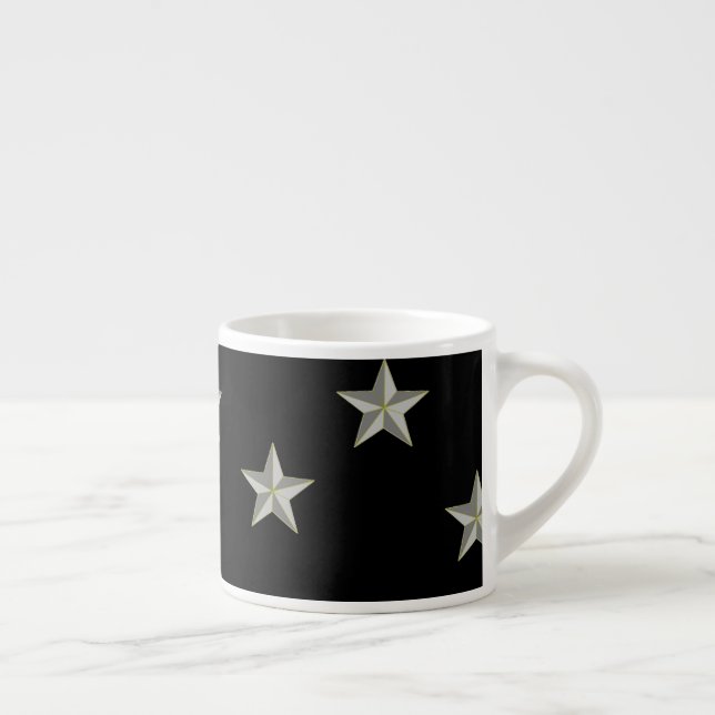 Grått stjärnor mönster på svart espressomugg (Höger)