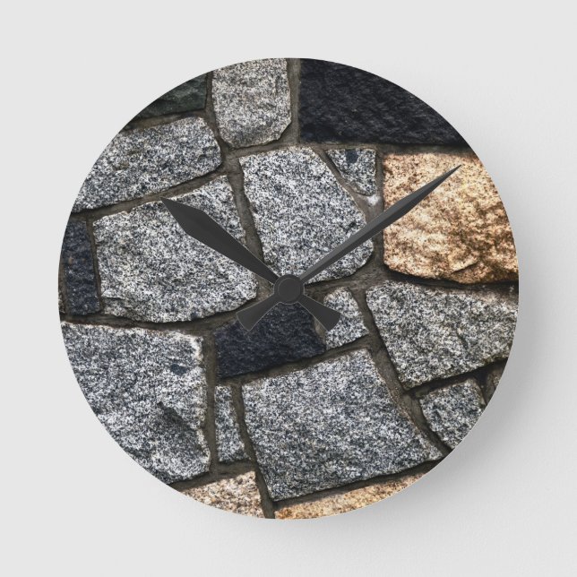 Grått Stone Texturerad vägg Rund Klocka (Framsida)