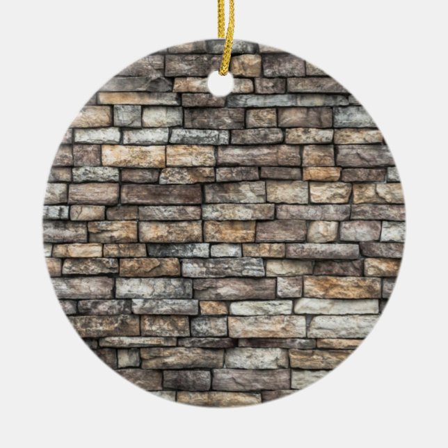 Grått Stone Wall Julgransprydnad Keramik (Framsidan)