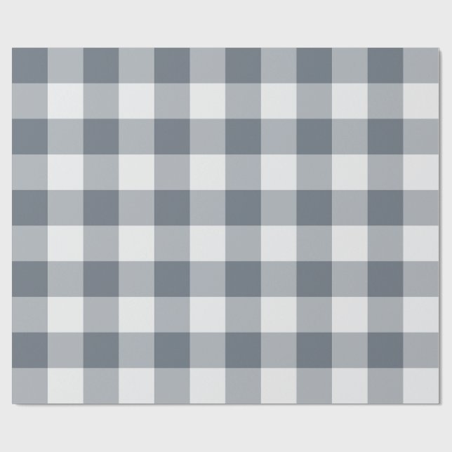 Grått Stort Gingham Rutigt Mönster Presentpapper (Platt)