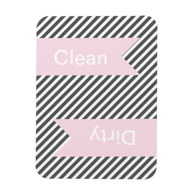 Grått Stripe Clean - Dirty Dishwasher Magnets Magnet (Vertikal)