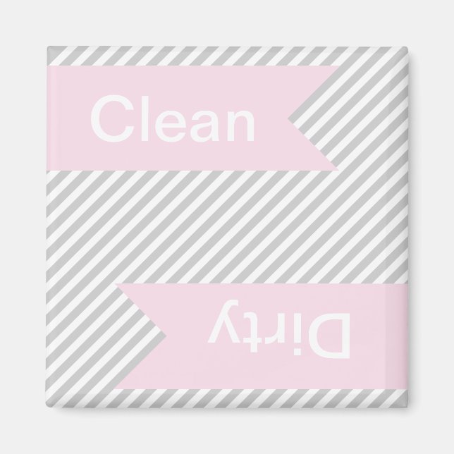 Grått Stripe Clean - Dirty Dishwasher Magnets Magnet (Framsidan)