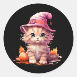 Grått-stripe-katt i månljus-Stickers Runt Klistermärke