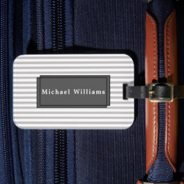 Grått Stripe Luggage Tag med Affärskort Fack Bagagebricka