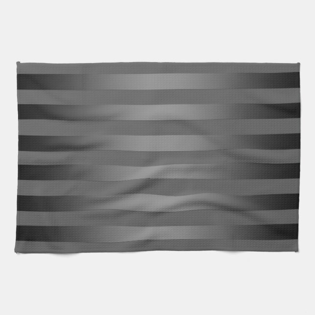 Grått, stripe, övertoning, grått rand, enkel kökshandduk (Horisontell)