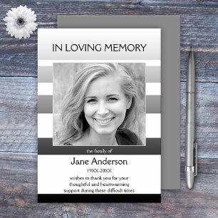 Grått Stripe Sympathy Funeral Photo tackto You Car Tack Kort