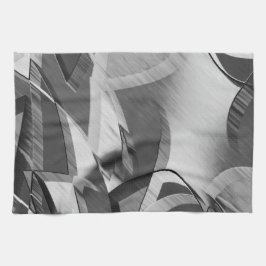 Grått-strömmar på någon svart, förbryllad bild kökshandduk