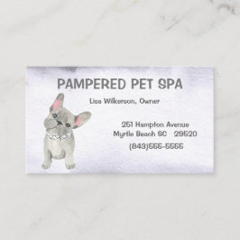 Grått Struktur Bulldog Pet Groomer Affärskort Visitkort
