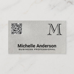 Grått Struktur Monogram QR-Affärskort Visitkort
