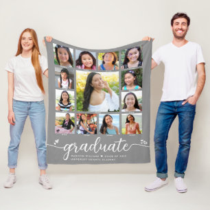 Grått Studenten K-12 Modern fotosamling i skript Fleecefilt