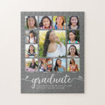 Grått Studenten K-12 Modern fotosamling i skript Pussel<br><div class="desc">Var stolt, gladd och visa den här milstolpen av din favoritgrad. Skapa det här gigantiska, bedövande, enkla, moderna, personlig high school studenten K - 12 fotosamlingpussel för att du alltid ska uppskatta det. En roligt, lekfull bild av handstil med vita skript och söta, lekfulla hjärtan, tillsammans med hennes namn, klassår...</div>