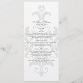 Grått Subtle Damask Wedding Menu Meny