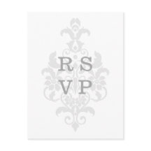Grått Subtle Damask Wedding OSA Postcard