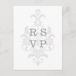 Grått Subtle Damask Wedding OSA Postcard Inbjudan Vykort