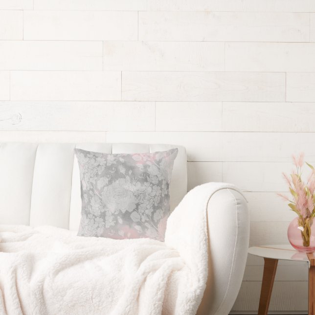  Grått Subtle Ro Blommigt Dekorativ kudde (Soffa)