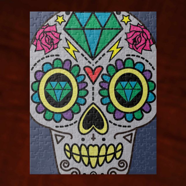 Grått Sugar Skull Art, Day of the dead Pussel (Skapare uppladdad)