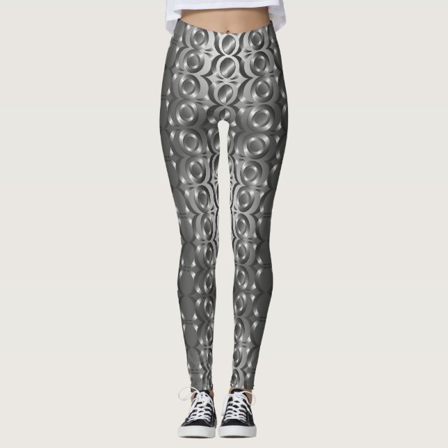 Grått, svart abstrakt leggings (Framsida)