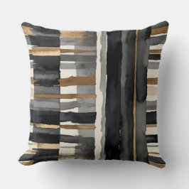Grått svart beige och brons abstrakt kudde