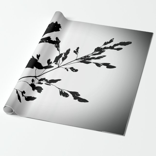 grått,svart,blommigt, design, abstrakt, blomma, ko presentpapper (Utrullad)