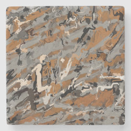 Grått-, svart- och karamellAbstrakt Stenunderlägg