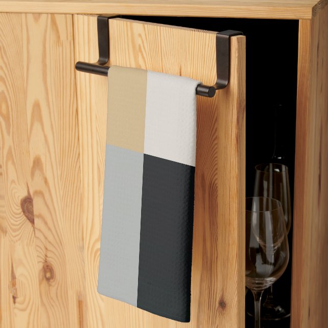 Grått, svart och tan kökshandduk (Thirds Fold)