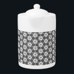 Grått, svart och vit Blommigt<br><div class="desc">Cute Black,  Grått och vit Blommönster,  tekanna</div>