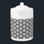 Grått, svart och vit Blommigt<br><div class="desc">Cute Black,  Grått och vit Blommönster,  tekanna</div>