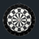 Grått, svart och vit piltavla<br><div class="desc">Träkol Grått Black and White Dart Board</div>