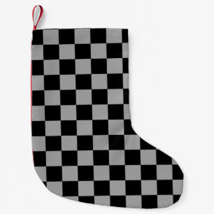 Grått svarta checkers liten julstrumpa