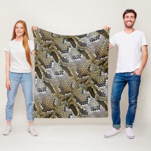 grått svartbeige djur mönster orm fleecefilt