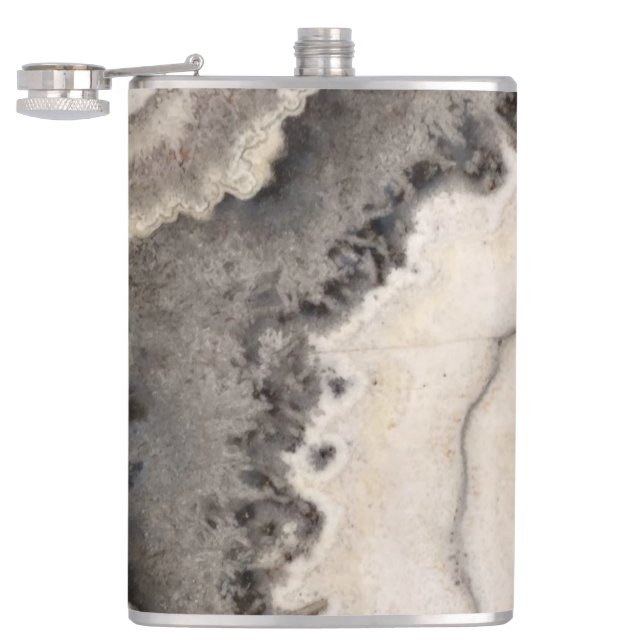 Grått svartvit agate gemstone fickplunta (Öppnad)